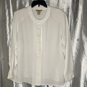 Chic White Blouse with Geometric Accents